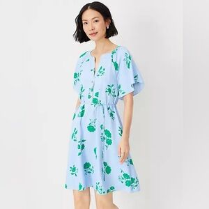 Ann Taylor Floral Split Neck Dress